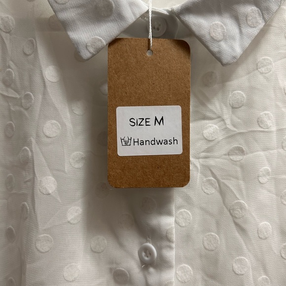 NWT BOHEMIA WHITE DOTS BUTTON UP SHIRT/SIZE M/SEMI-SHEERS - Picture 3 of 9